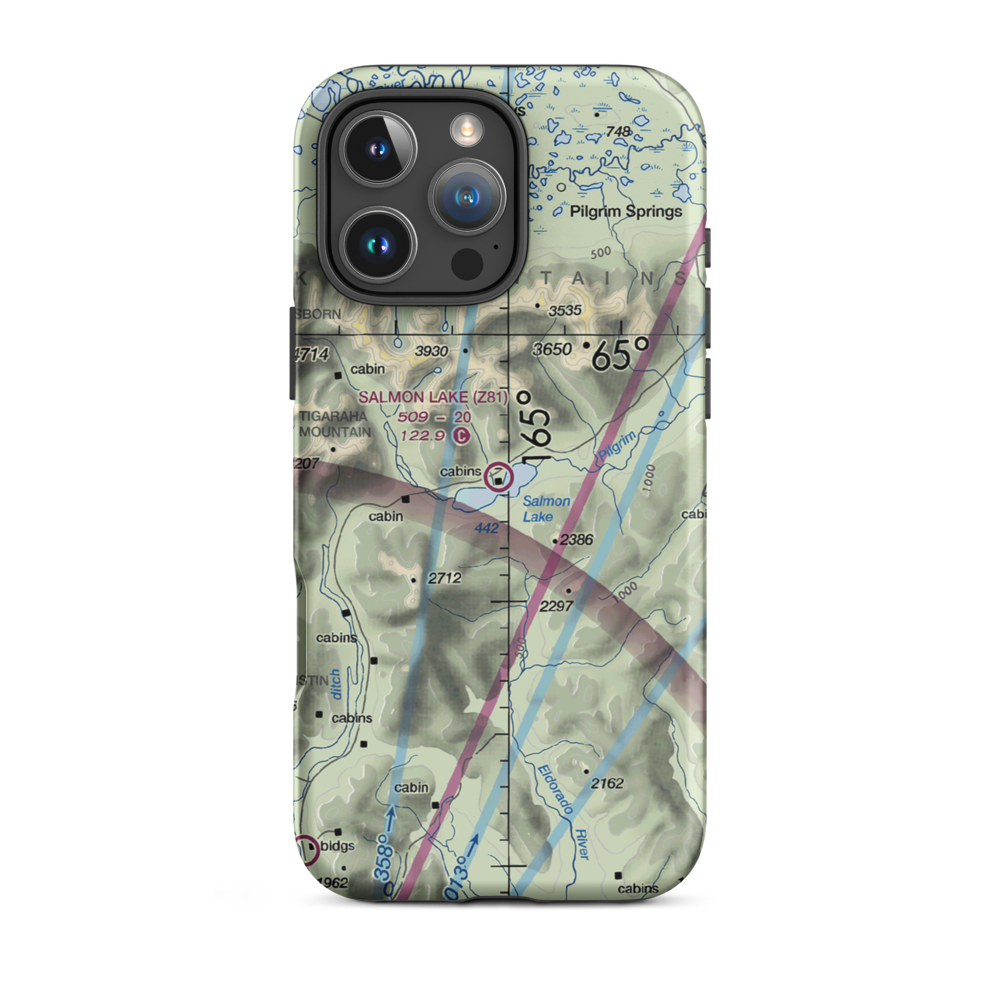 Salmon Lake Airport (Z81) VFR Sectional  Tough iPhone Case iPhone 16 Pro Max model shown
