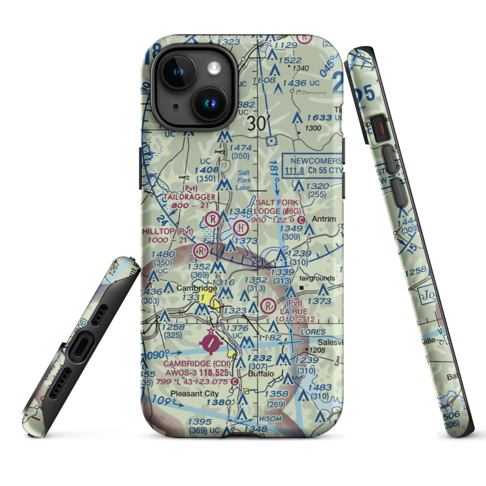 Salt Fork Lodge Heliport (08G) VFR Sectional  Tough iPhone Case iPhone 15 Plus model shown