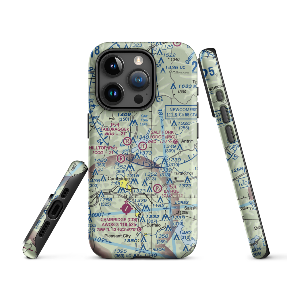 Salt Fork Lodge Heliport (08G) VFR Sectional  Tough iPhone Case iPhone 15 Pro model shown