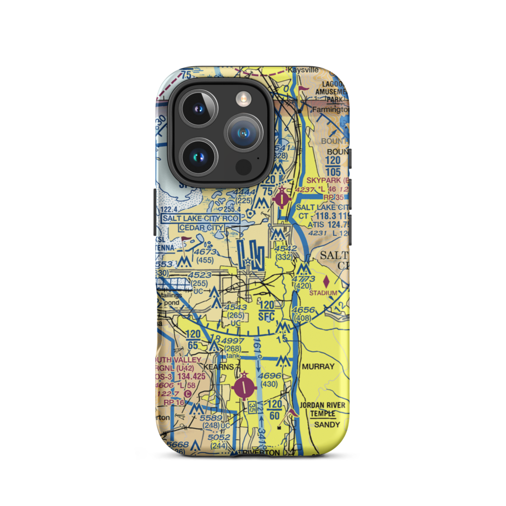 Salt Lake City International Airport (SLC) VFR Sectional  Tough iPhone Case iPhone 16 Pro model shown