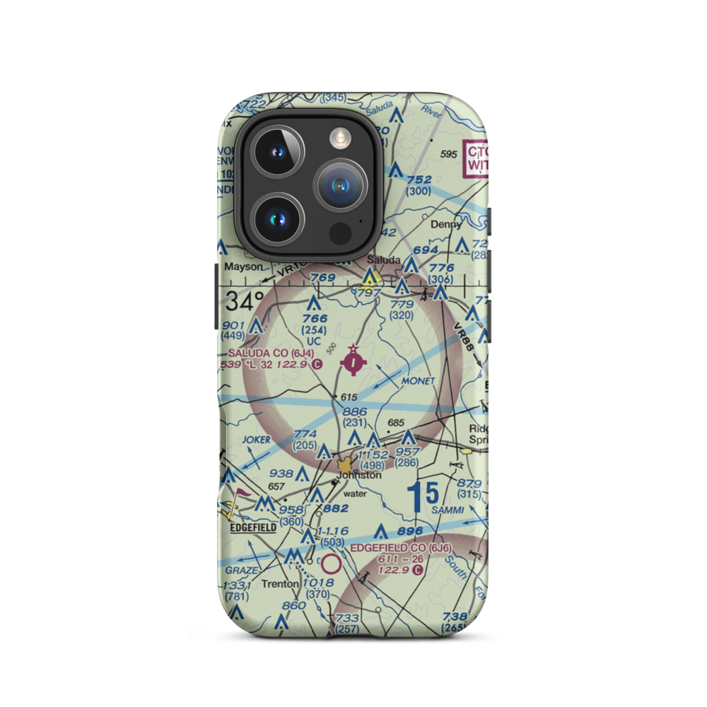 Saluda County Airport (6J4) VFR Sectional  Tough iPhone Case iPhone 16 Pro model shown