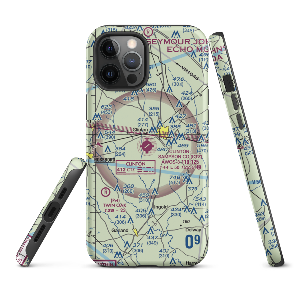 Sampson County Airport (CTZ) VFR Sectional  Tough iPhone Case iPhone 12 Pro Max model shown