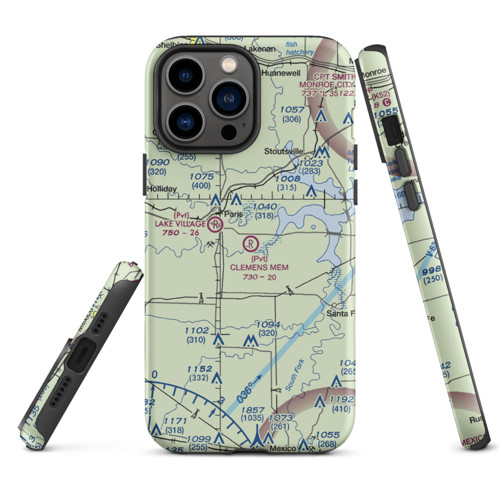 Samuel L. Clemens Memorial Airport (MU00) VFR Sectional  Tough iPhone Case iPhone 13 Pro Max model shown