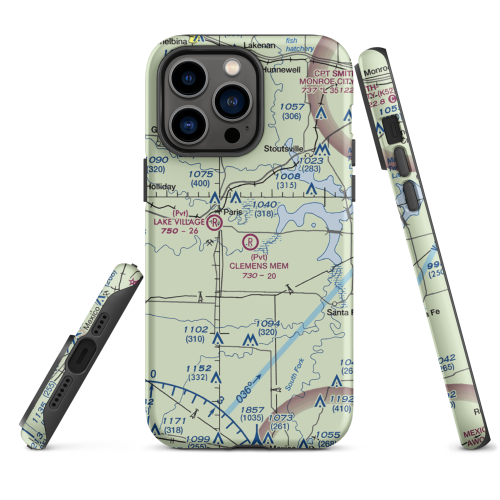 Samuel L. Clemens Memorial Airport (MU00) VFR Sectional  Tough iPhone Case iPhone 14 Pro Max model shown