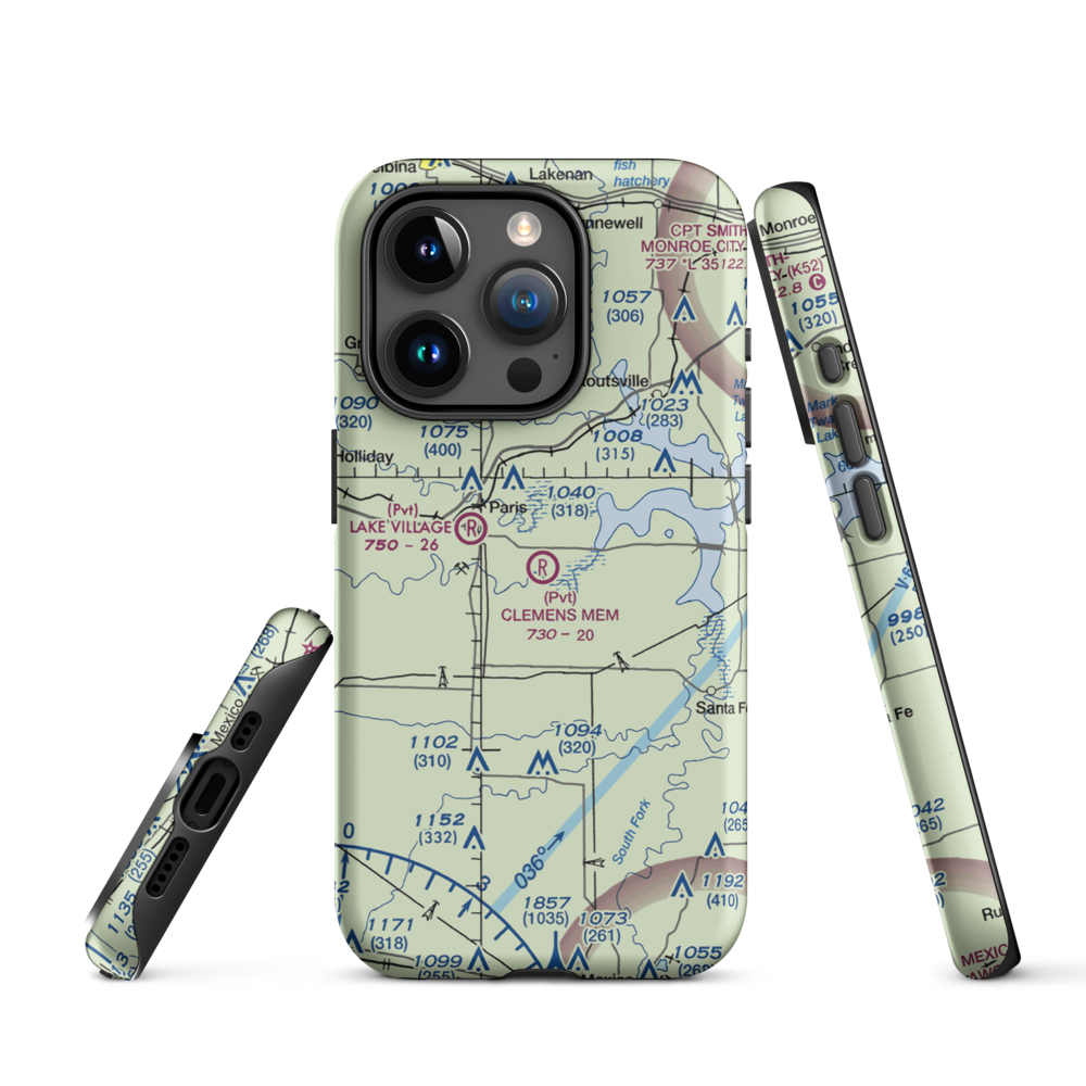 Samuel L. Clemens Memorial Airport (MU00) VFR Sectional  Tough iPhone Case iPhone 15 Pro model shown