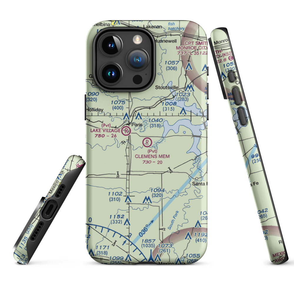 Samuel L. Clemens Memorial Airport (MU00) VFR Sectional  Tough iPhone Case iPhone 15 Pro Max model shown