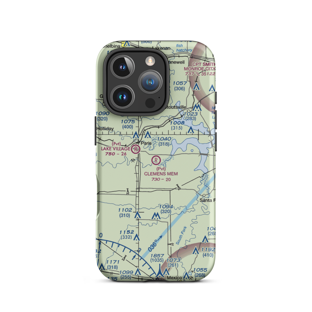 Samuel L. Clemens Memorial Airport (MU00) VFR Sectional  Tough iPhone Case iPhone 16 Pro model shown