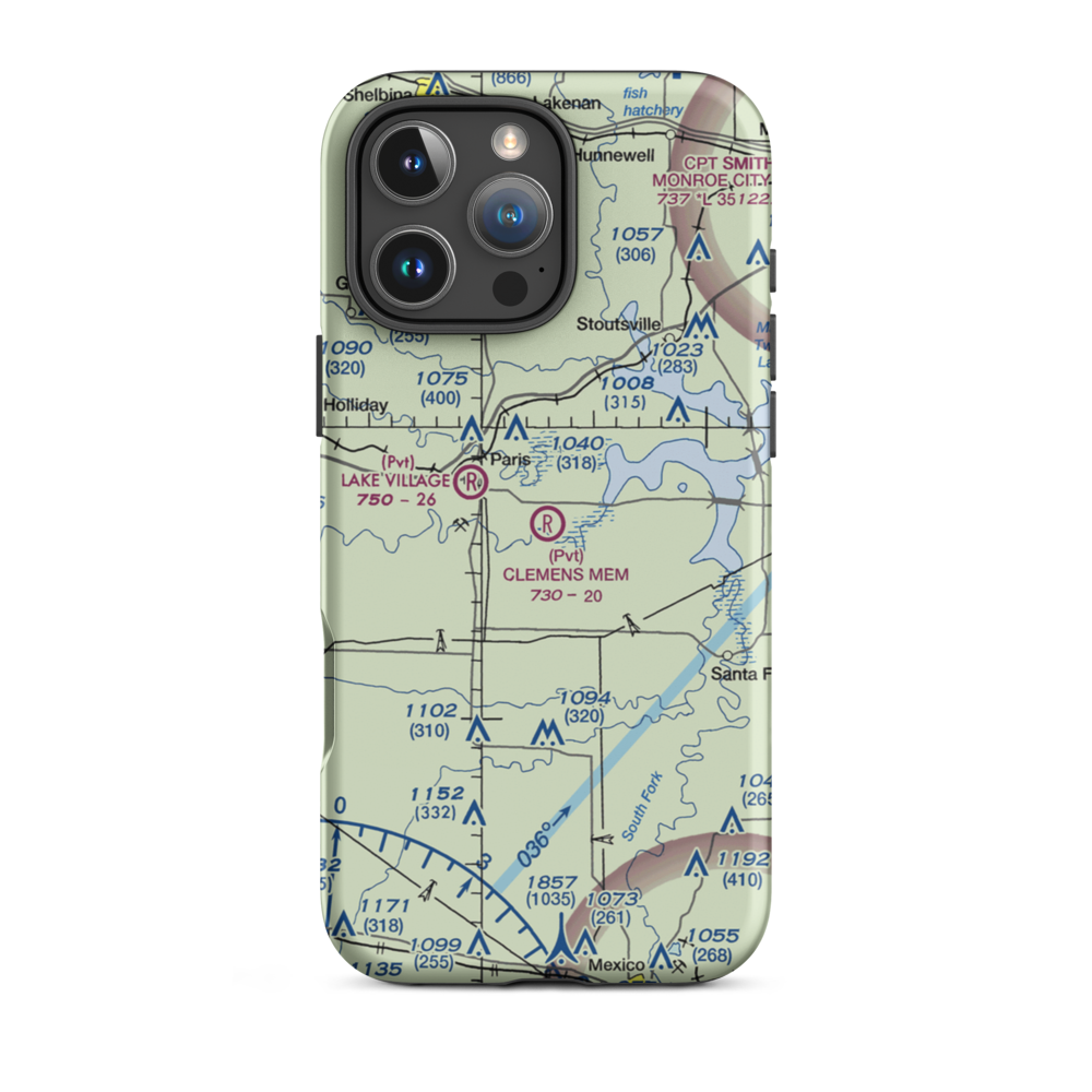 Samuel L. Clemens Memorial Airport (MU00) VFR Sectional  Tough iPhone Case iPhone 16 Pro Max model shown