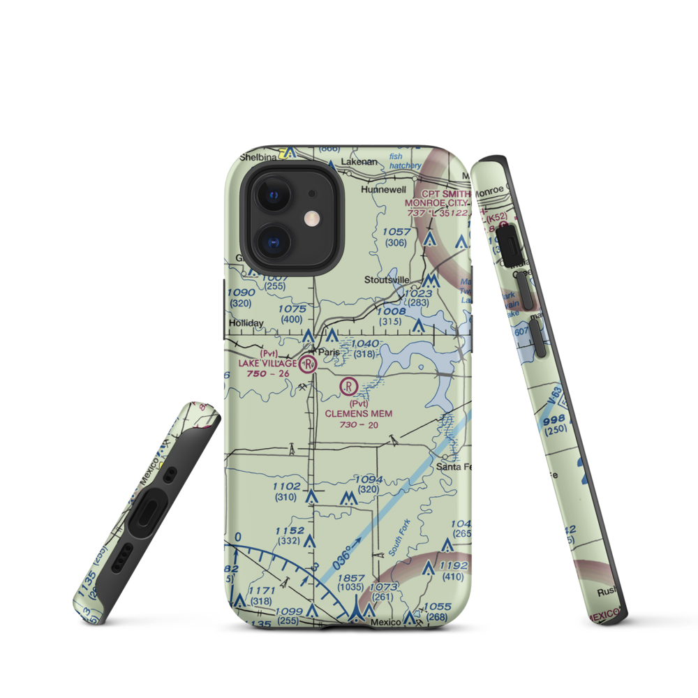 Samuel L. Clemens Memorial Airport (MU00) VFR Sectional  Tough iPhone Case iPhone 12 mini model shown
