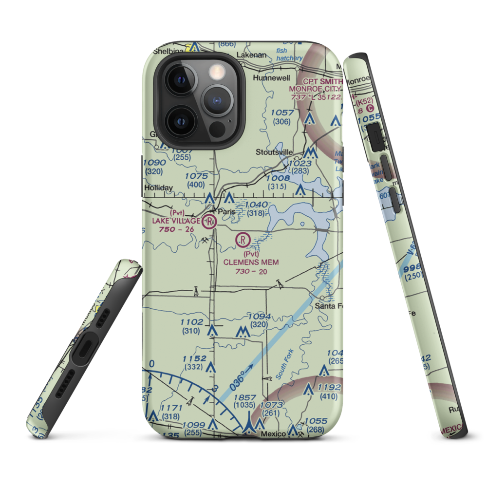 Samuel L. Clemens Memorial Airport (MU00) VFR Sectional  Tough iPhone Case iPhone 12 Pro Max model shown