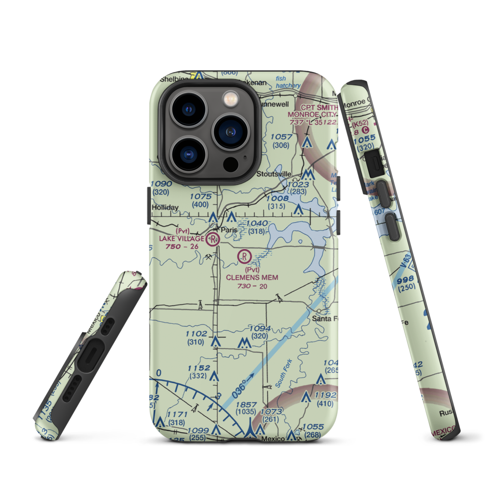 Samuel L. Clemens Memorial Airport (MU00) VFR Sectional  Tough iPhone Case iPhone 13 Pro model shown