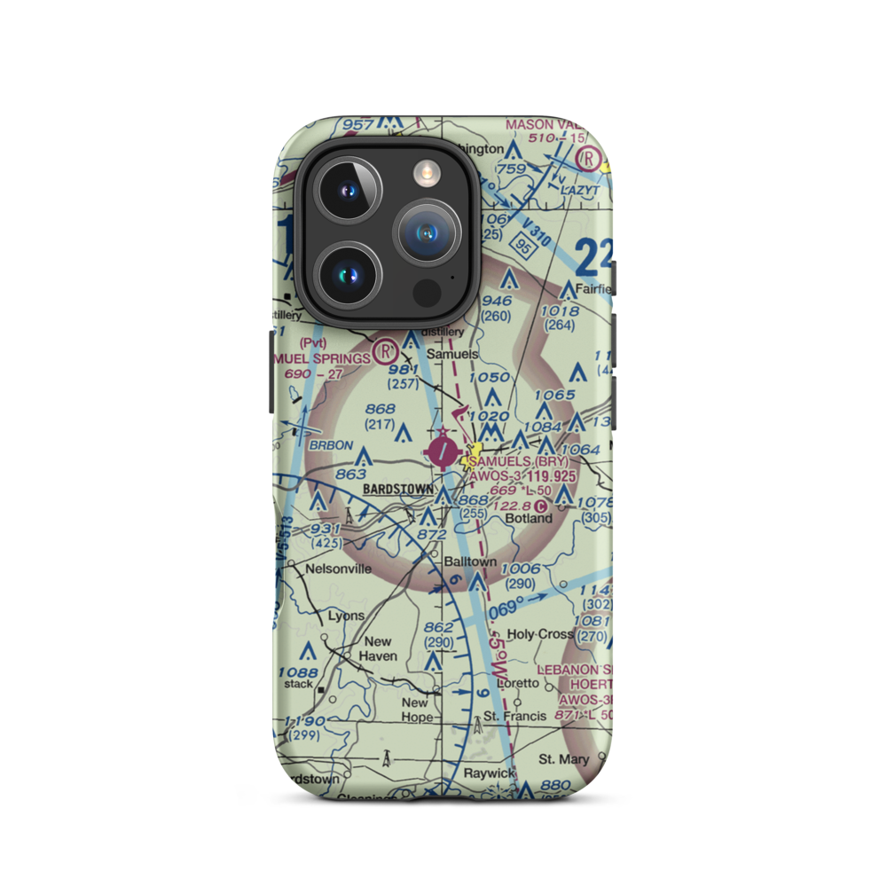 Samuels Field (BRY) VFR Sectional  Tough iPhone Case iPhone 16 Pro model shown