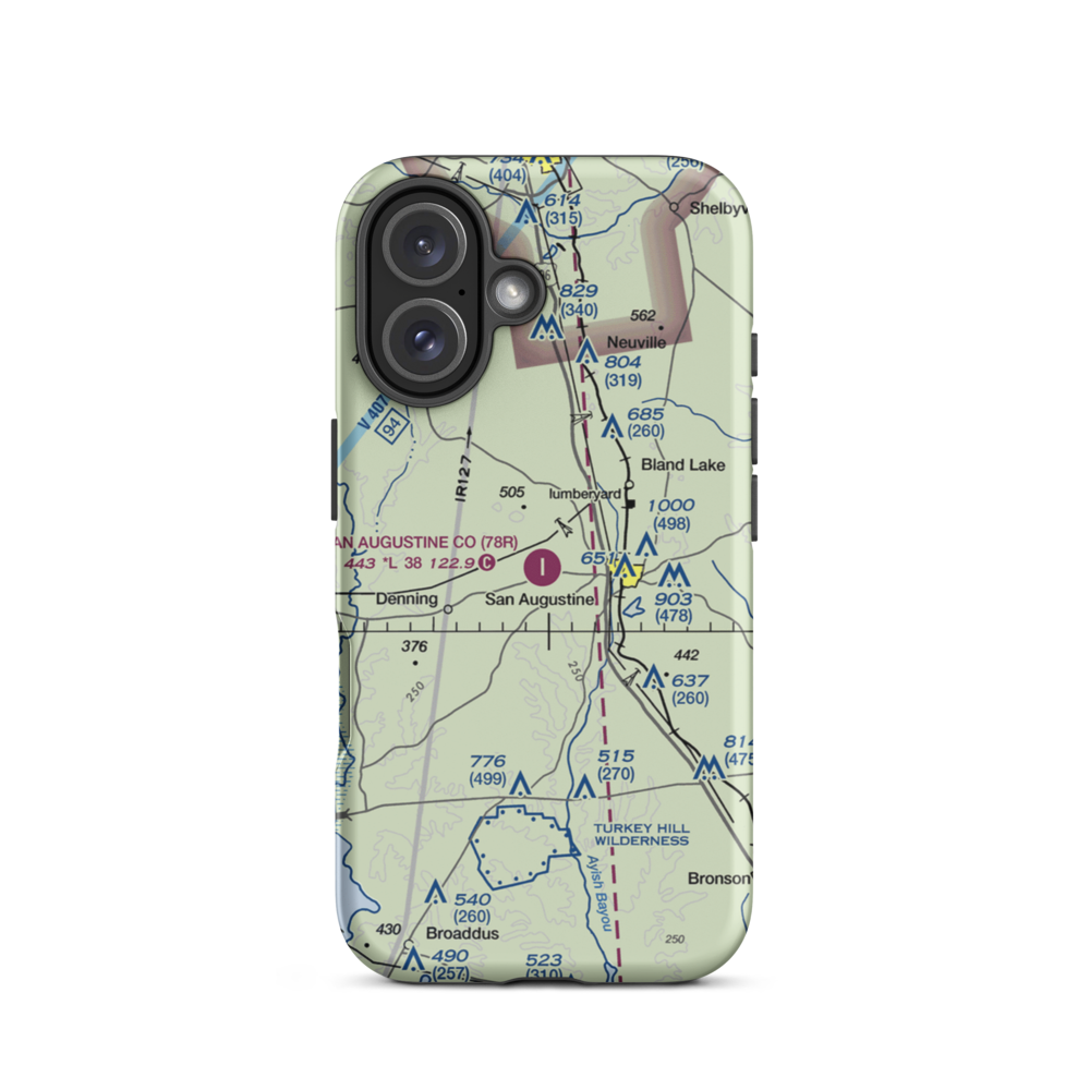 San Augustine County Airport (78R) VFR Sectional  Tough iPhone Case iPhone 16 model shown