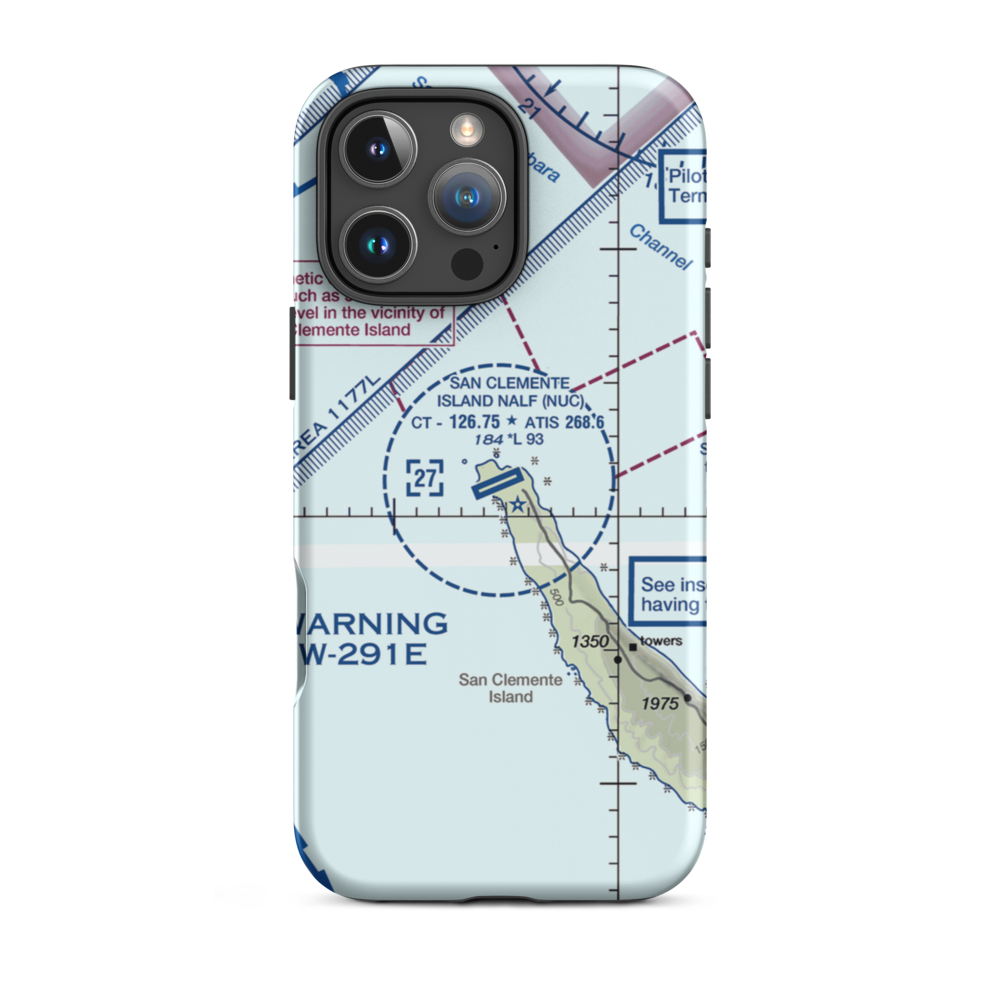 San Clemente Island Naval Auxiliary Landing Field (NUC) VFR Sectional  Tough iPhone Case iPhone 16 Pro Max model shown