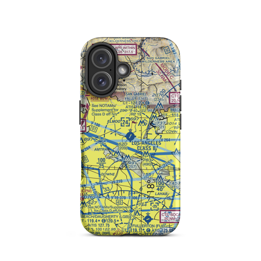 San Gabriel Valley Airport (EMT) VFR Sectional  Tough iPhone Case iPhone 16 model shown