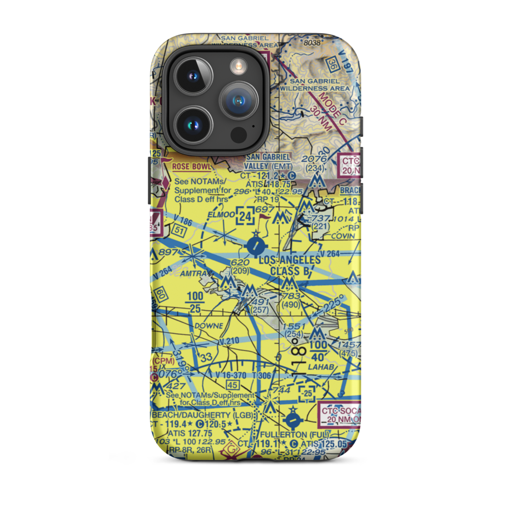 San Gabriel Valley Airport (EMT) VFR Sectional  Tough iPhone Case iPhone 16 Pro Max model shown