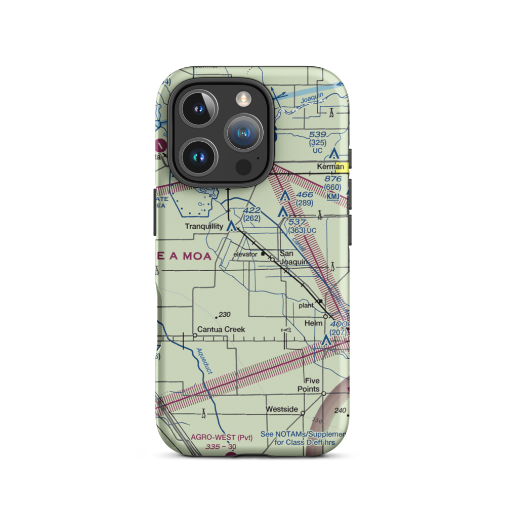 San Joaquin Airport (CA32) VFR Sectional  Tough iPhone Case iPhone 16 Pro model shown