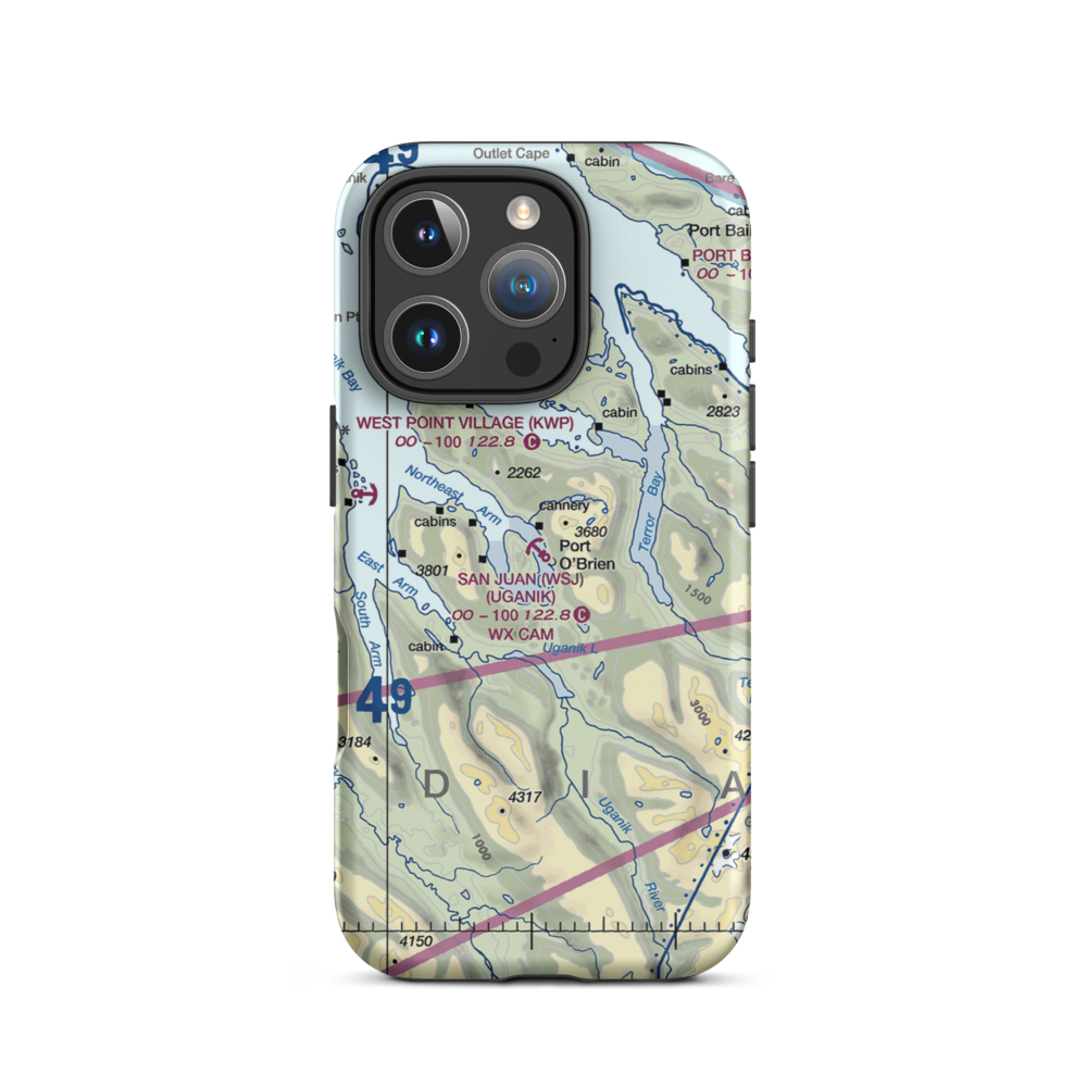 San Juan /Uganik/ Seaplane Base (WSJ) VFR Sectional  Tough iPhone Case iPhone 16 Pro model shown