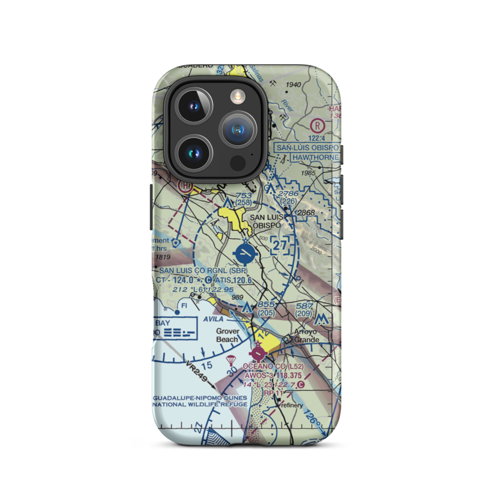 San Luis County Regional Airport (SBP) VFR Sectional  Tough iPhone Case iPhone 16 Pro model shown