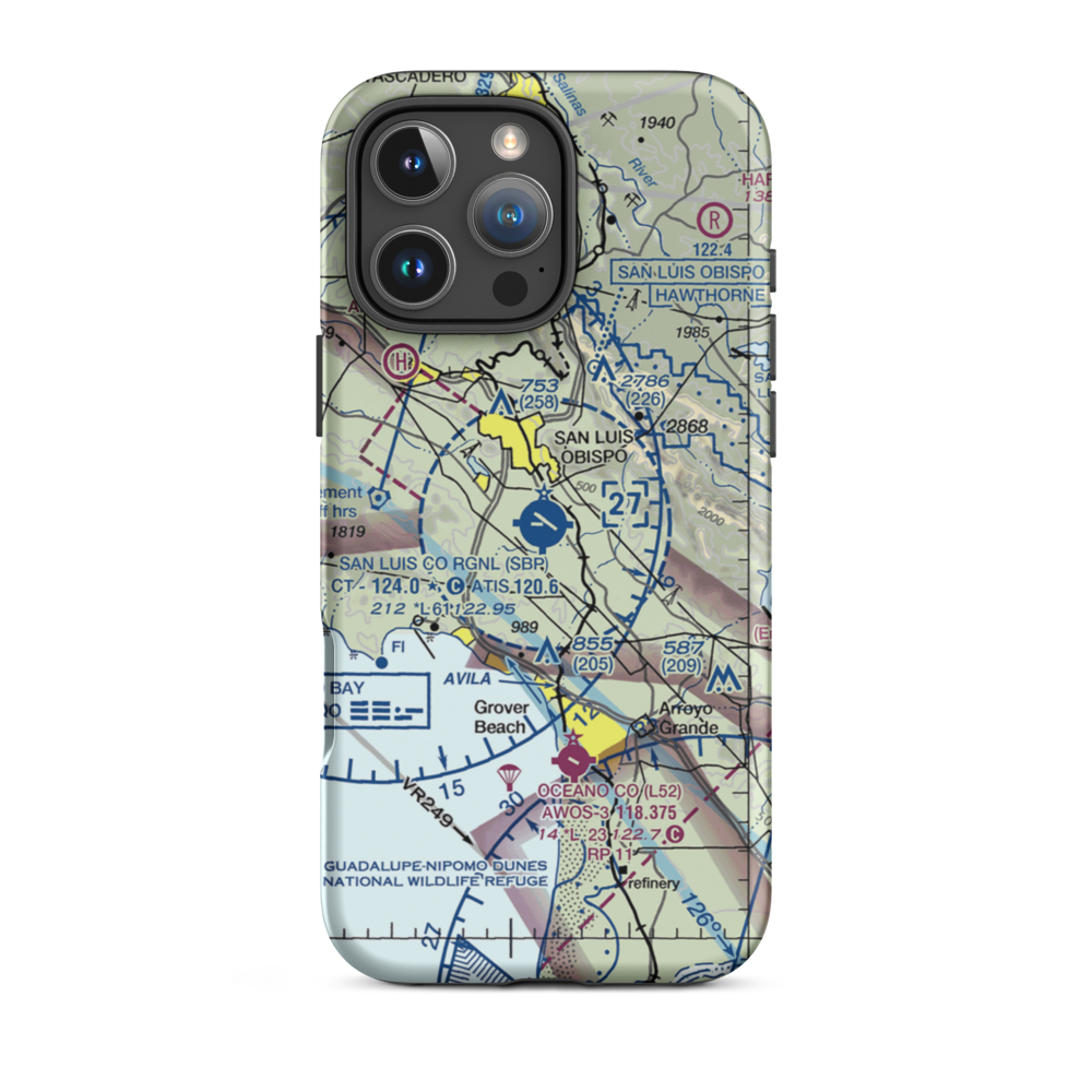 San Luis County Regional Airport (SBP) VFR Sectional  Tough iPhone Case iPhone 16 Pro Max model shown