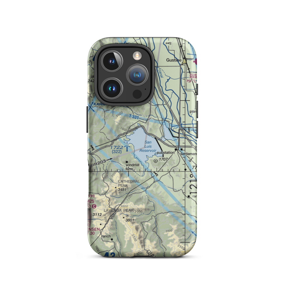 San Luis Reservoir Seaplane Base (0O0) VFR Sectional  Tough iPhone Case iPhone 16 Pro model shown