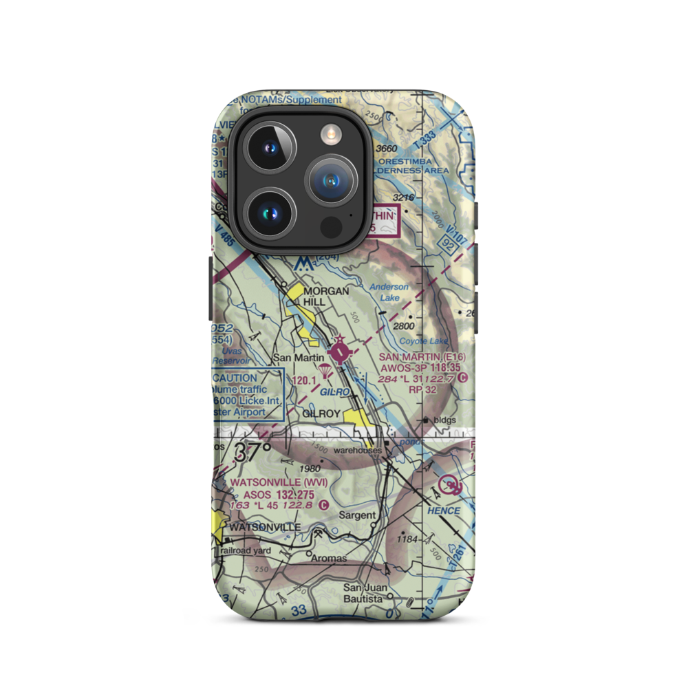 San Martin Airport (E16) VFR Sectional  Tough iPhone Case iPhone 16 Pro model shown