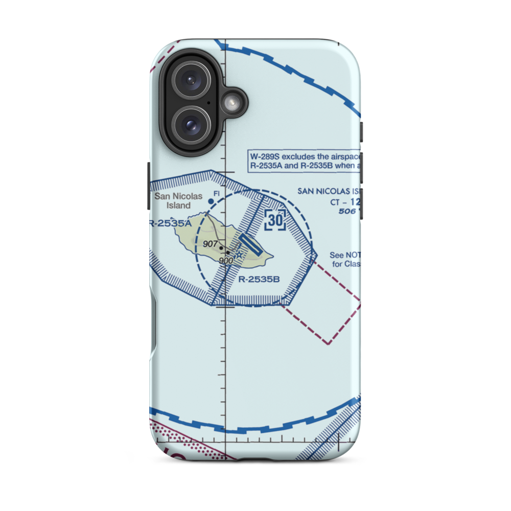 San Nicolas Island Nolf Airport (NSI) VFR Sectional  Tough iPhone Case iPhone 16 Plus model shown