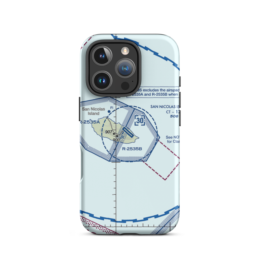 San Nicolas Island Nolf Airport (NSI) VFR Sectional  Tough iPhone Case iPhone 16 Pro model shown