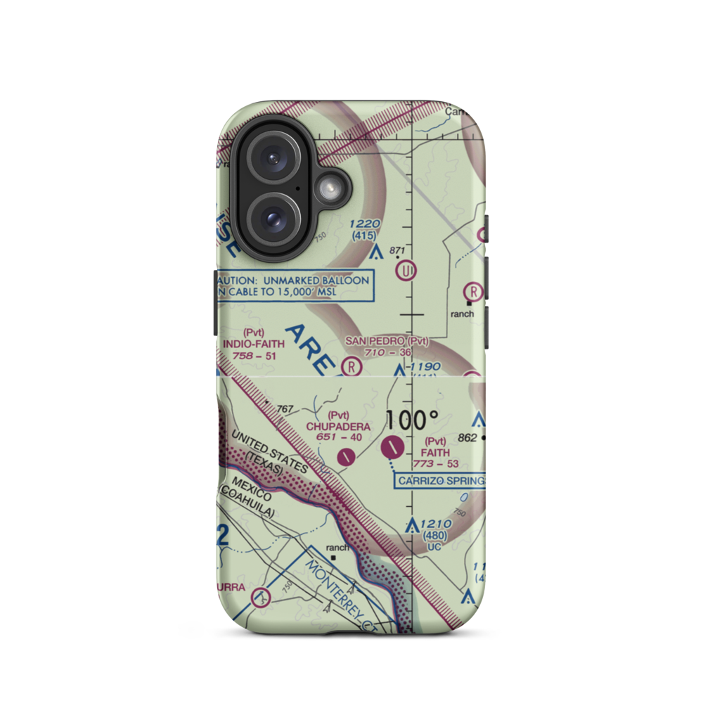 San Pedro Ranch Airport (97TX) VFR Sectional  Tough iPhone Case iPhone 16 model shown