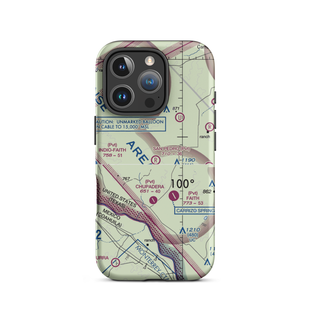 San Pedro Ranch Airport (97TX) VFR Sectional  Tough iPhone Case iPhone 16 Pro model shown