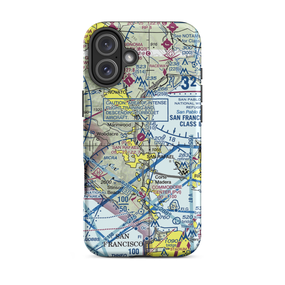 San Rafael Airport (CA35) VFR Sectional  Tough iPhone Case iPhone 16 Plus model shown