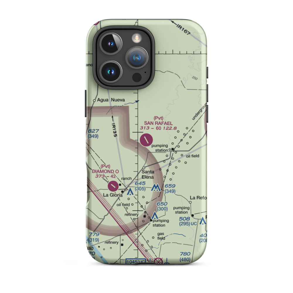 San Rafael Ranch Airport (38XS) VFR Sectional  Tough iPhone Case iPhone 16 Pro Max model shown