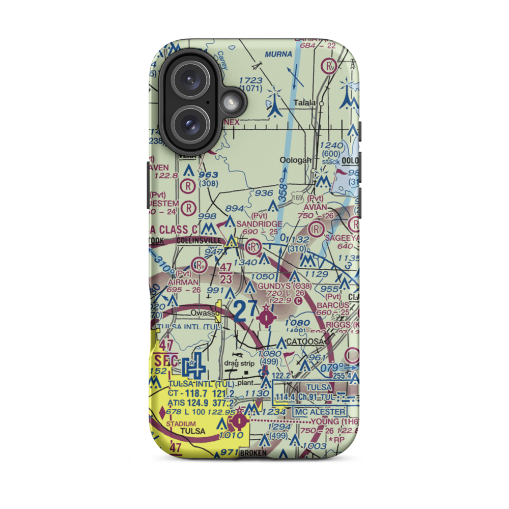 Sand Ridge Airpark Inc Airport (OK94) VFR Sectional  Tough iPhone Case iPhone 16 Plus model shown