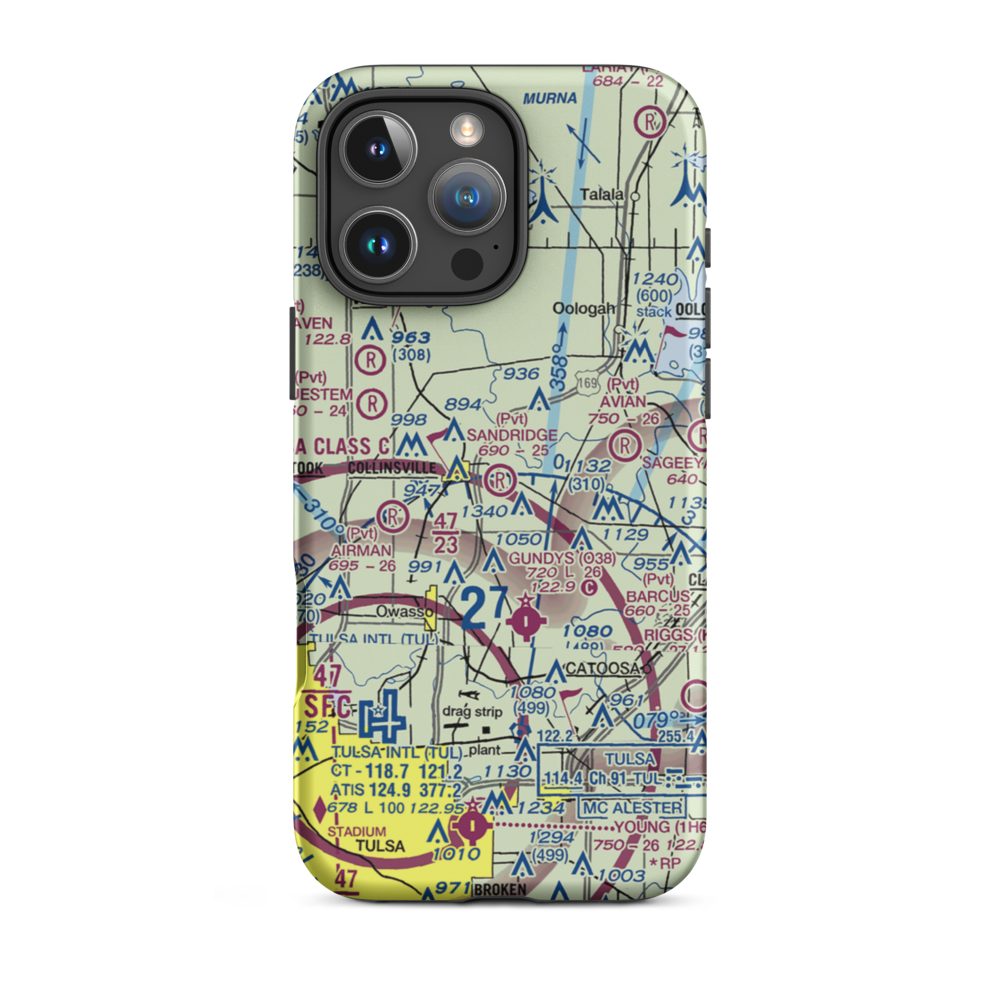 Sand Ridge Airpark Inc Airport (OK94) VFR Sectional  Tough iPhone Case iPhone 16 Pro Max model shown