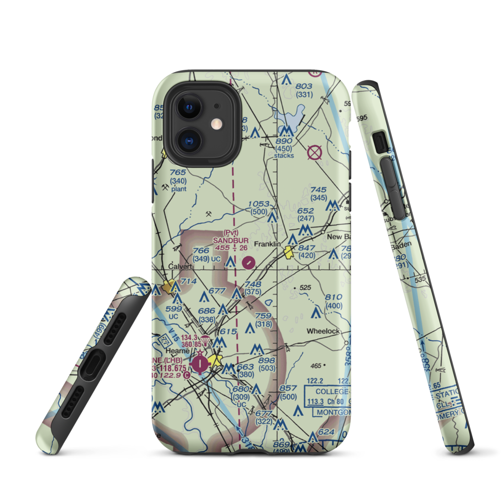 Sandbur Ranches Private Airport (TX75) VFR Sectional  Tough iPhone Case iPhone 11 model shown