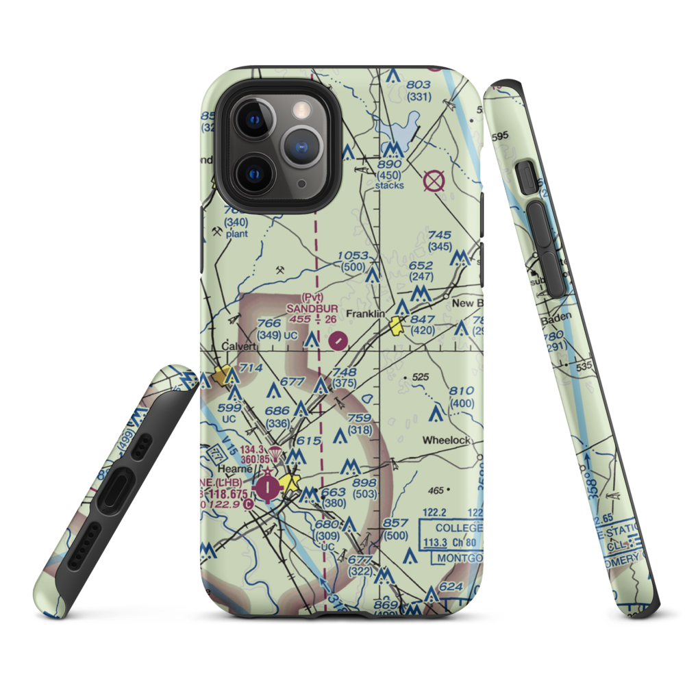 Sandbur Ranches Private Airport (TX75) VFR Sectional  Tough iPhone Case iPhone 11 Pro model shown