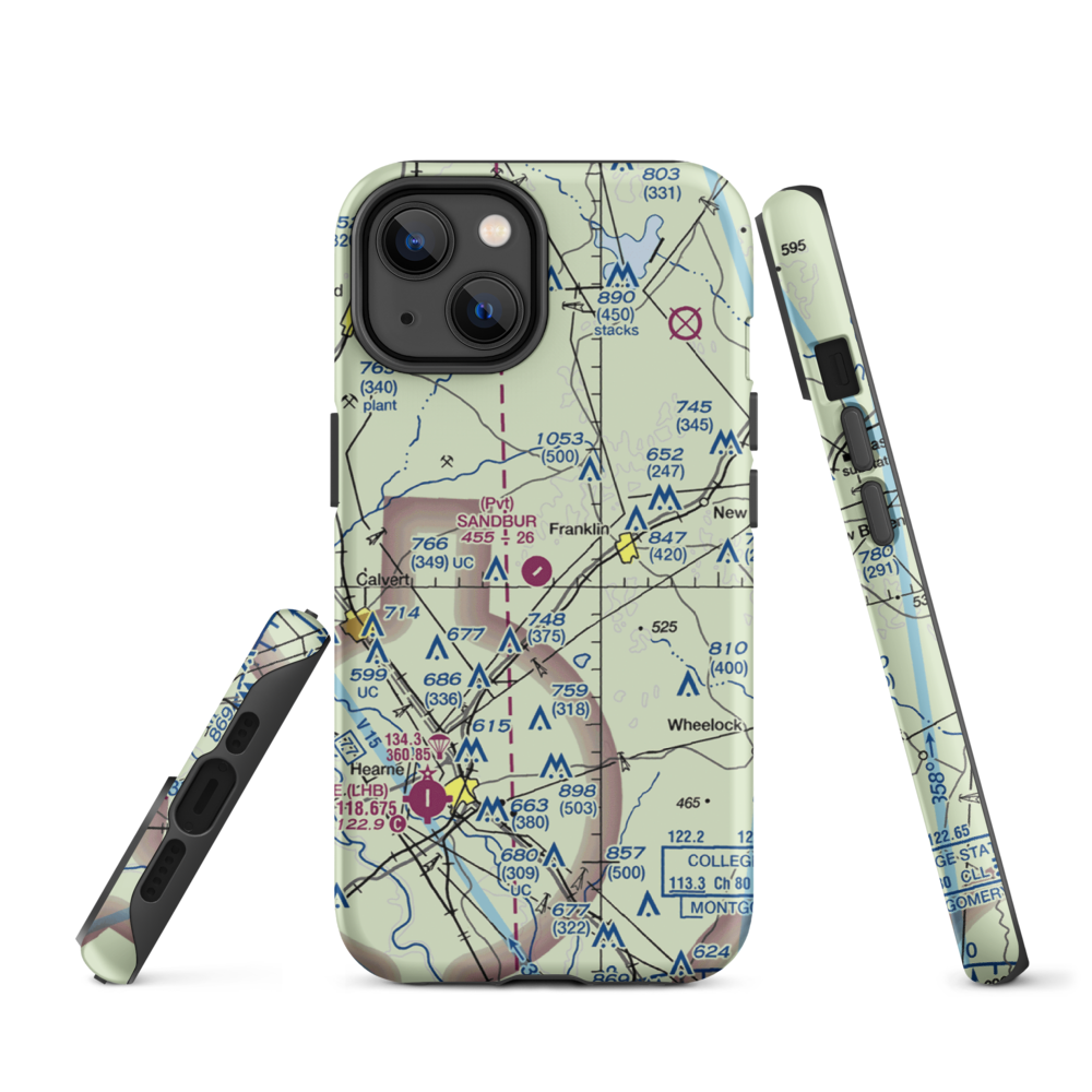 Sandbur Ranches Private Airport (TX75) VFR Sectional  Tough iPhone Case iPhone 14 model shown