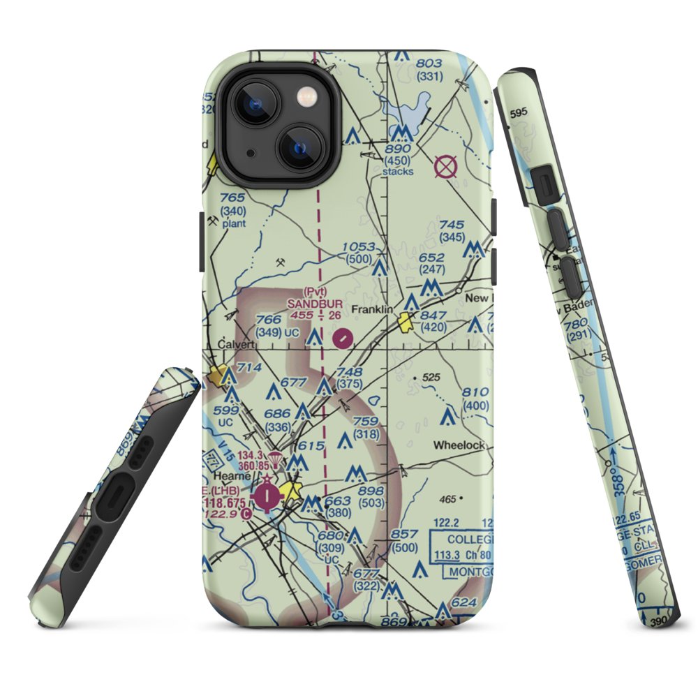 Sandbur Ranches Private Airport (TX75) VFR Sectional  Tough iPhone Case iPhone 14 Plus model shown