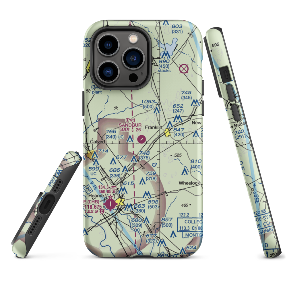 Sandbur Ranches Private Airport (TX75) VFR Sectional  Tough iPhone Case iPhone 14 Pro Max model shown