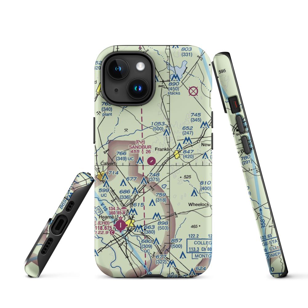 Sandbur Ranches Private Airport (TX75) VFR Sectional  Tough iPhone Case iPhone 15 model shown