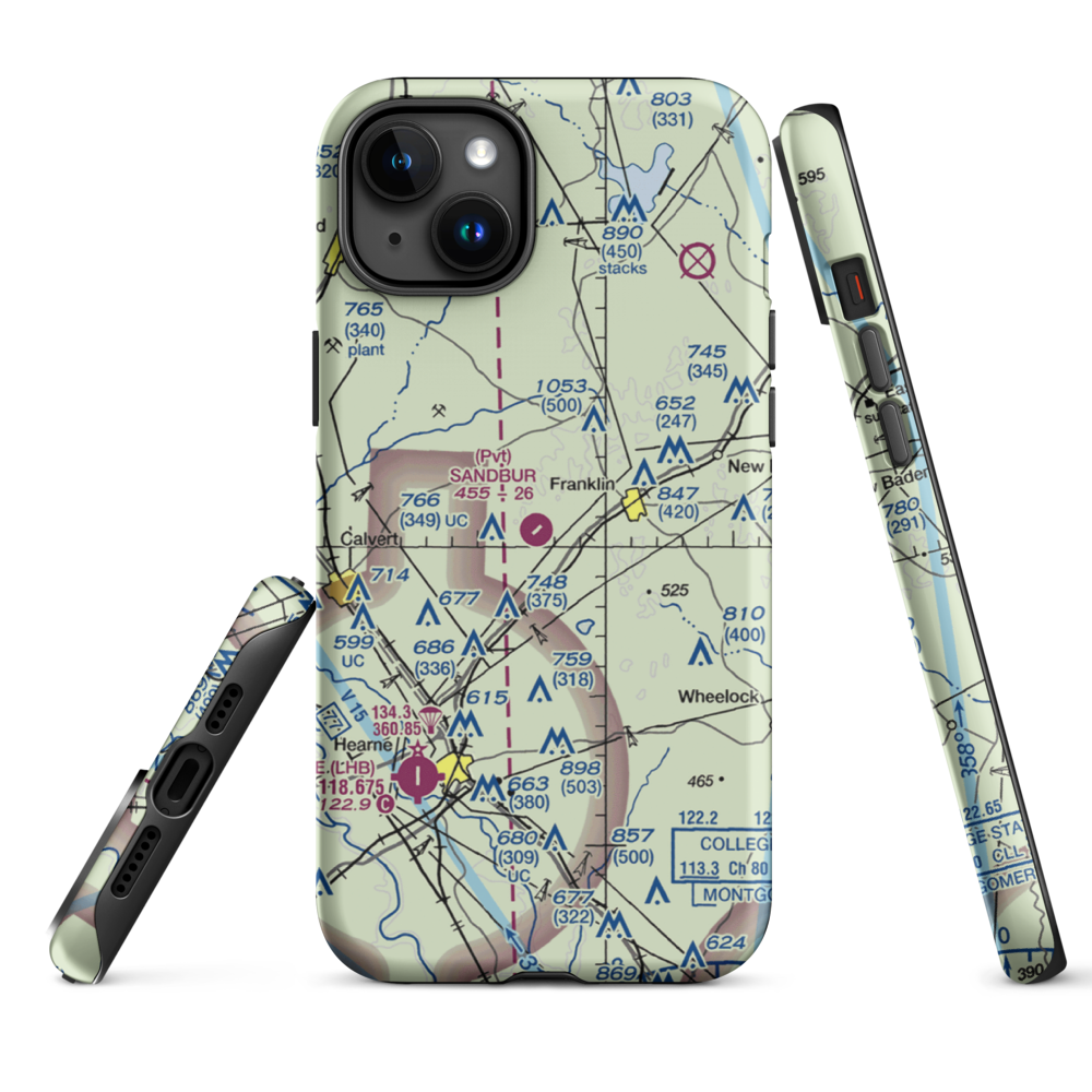 Sandbur Ranches Private Airport (TX75) VFR Sectional  Tough iPhone Case iPhone 15 Plus model shown