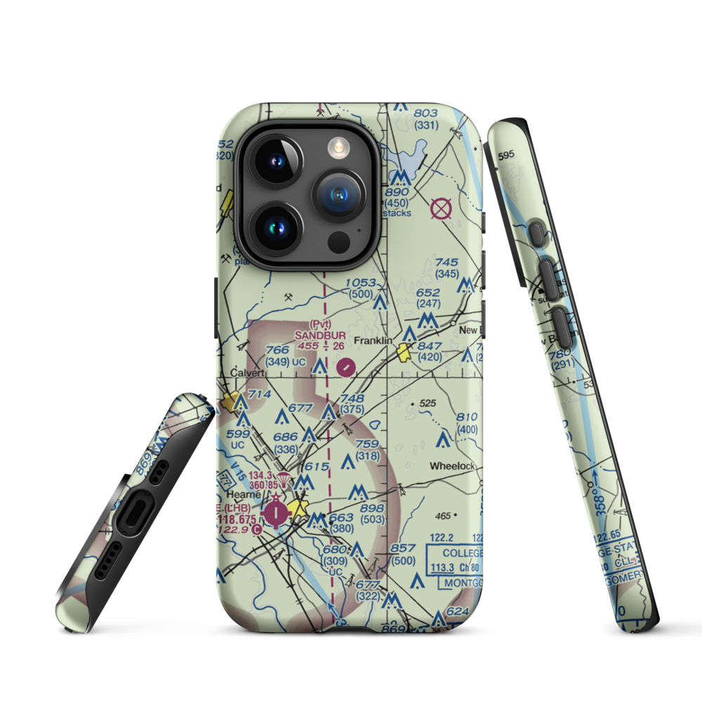 Sandbur Ranches Private Airport (TX75) VFR Sectional  Tough iPhone Case iPhone 15 Pro model shown