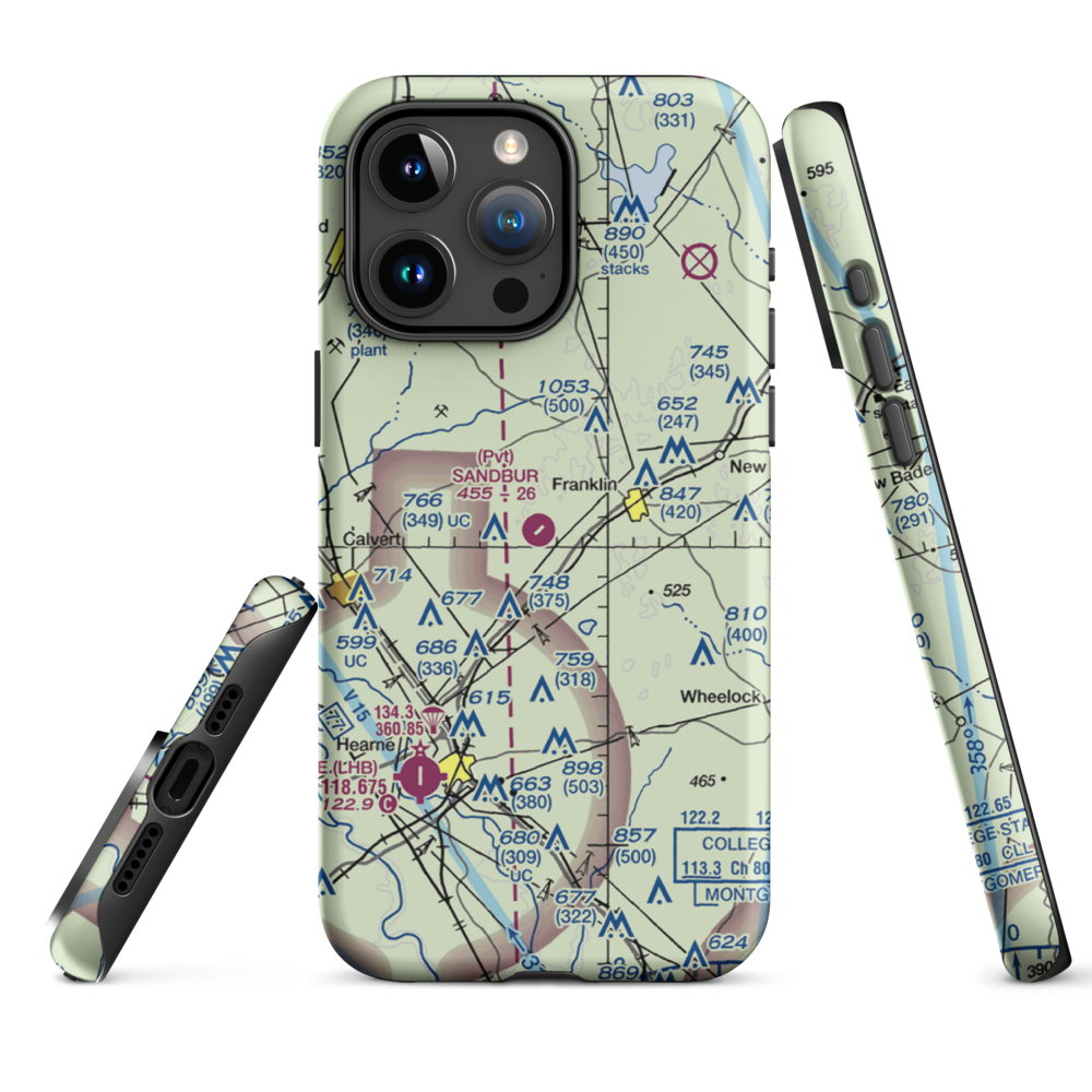 Sandbur Ranches Private Airport (TX75) VFR Sectional  Tough iPhone Case iPhone 15 Pro Max model shown