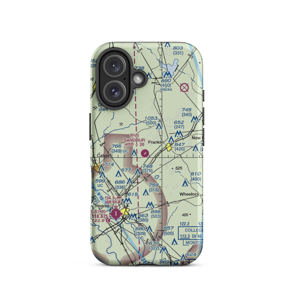 Sandbur Ranches Private Airport (TX75) VFR Sectional  Tough iPhone Case iPhone 16 model shown