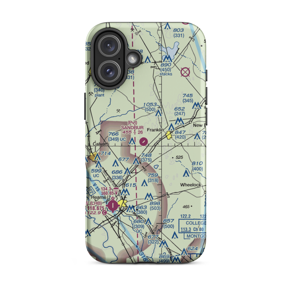 Sandbur Ranches Private Airport (TX75) VFR Sectional  Tough iPhone Case iPhone 16 Plus model shown