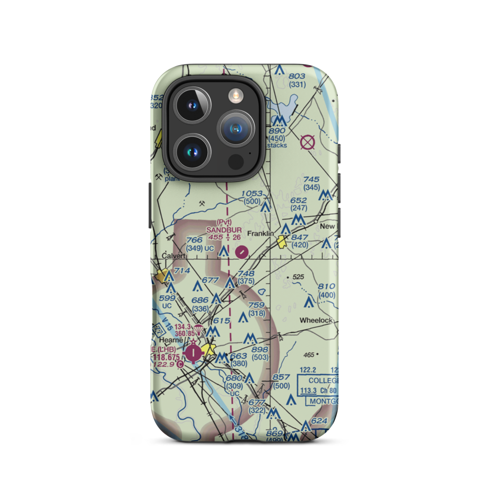 Sandbur Ranches Private Airport (TX75) VFR Sectional  Tough iPhone Case iPhone 16 Pro model shown