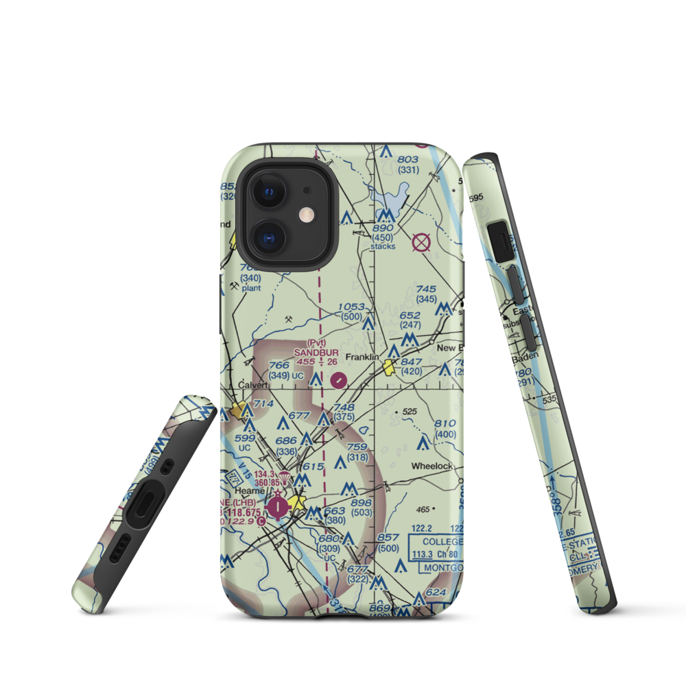 Sandbur Ranches Private Airport (TX75) VFR Sectional  Tough iPhone Case iPhone 12 mini model shown