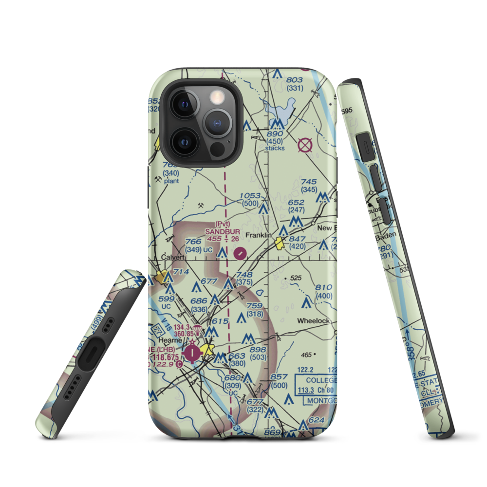 Sandbur Ranches Private Airport (TX75) VFR Sectional  Tough iPhone Case iPhone 12 Pro model shown