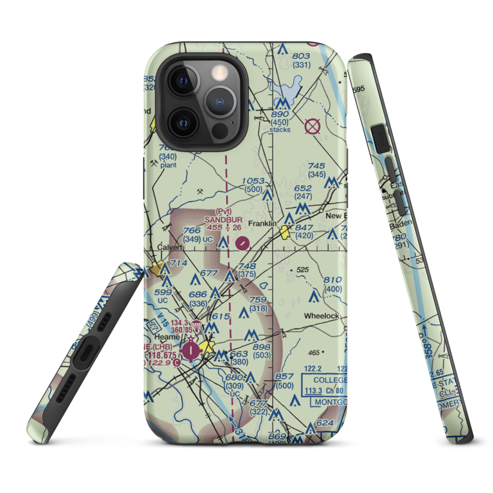Sandbur Ranches Private Airport (TX75) VFR Sectional  Tough iPhone Case iPhone 12 Pro Max model shown