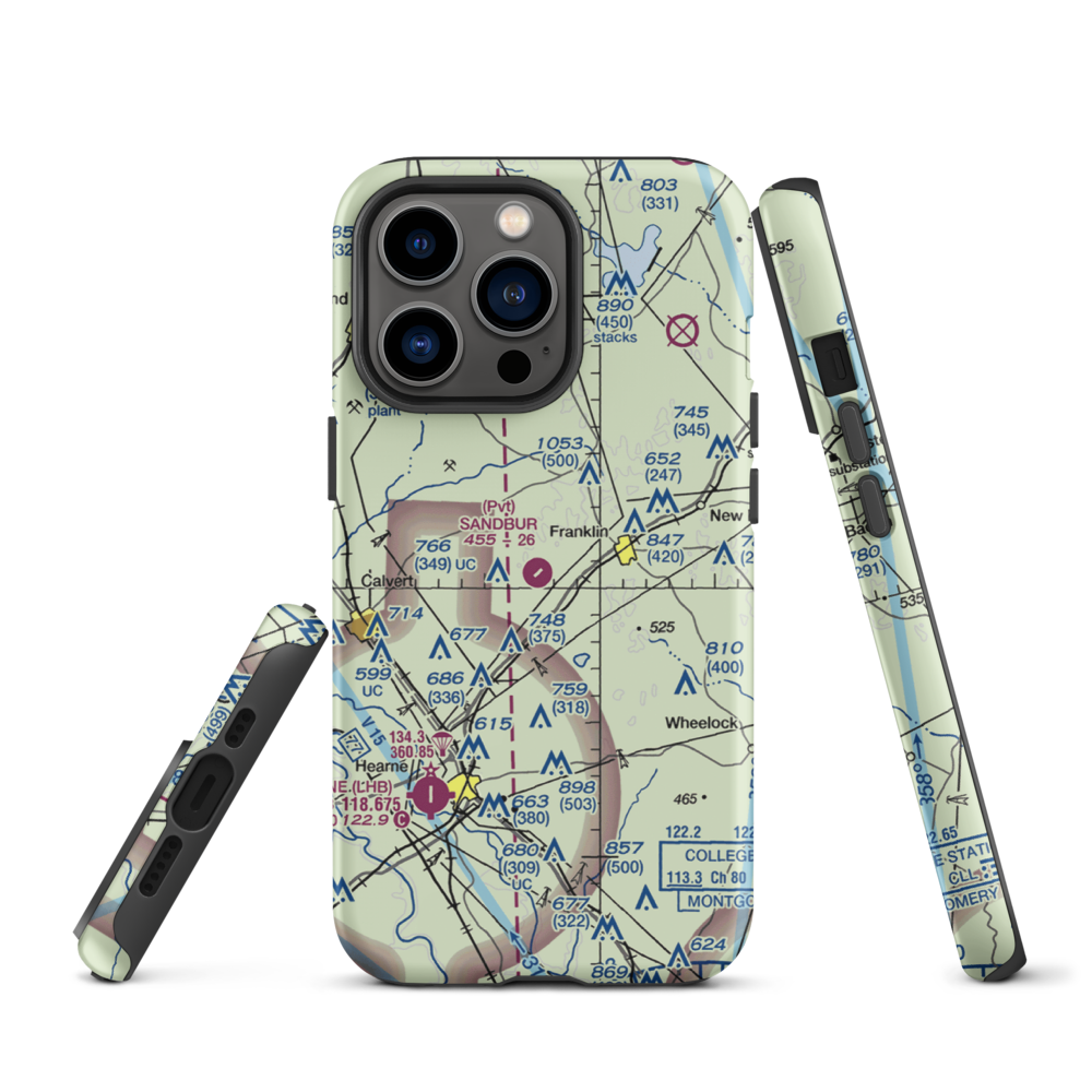 Sandbur Ranches Private Airport (TX75) VFR Sectional  Tough iPhone Case iPhone 13 Pro model shown